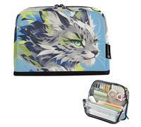 EtherSpher Cute Cartoon Lynx Mint Green Cool Pencil Box Large Capacity Pen Case Multi-Purpose Desk Organizer for Kids Preppy School estuches para lapices