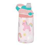 EtherSpher Cute Cartoon Pink Rainbow Unicorns Sports Water Bottles with Silicone Straw Lightweight Toddler Cup for Travel, Camping, Bike termos para agua fria