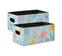 EtherSpher Cute Cartoon Sea Creatures Colorful collapsable Felt storage box for laundry room canvas storage box