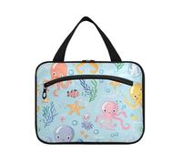 EtherSpher Cute Cartoon Sea Creatures Colorful hanging toiletries travel bag women with hook, designer accessories make up bag for travel must vacation bolso para maquillaje de mujer L, Cute cartoon