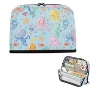 EtherSpher Cute Cartoon Sea Creatures Colorful Pencil Carrying Case Large Capacity Pen Bag Multi-Purpose Storage Organizer for Men Office bolsa para lapices de ninos