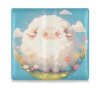 EtherSpher Cute Cartoon Simple White Baby Sheep Pu Leather Registration and Insurance Card Holder Essential Car Wallet Case for Cards, Essential Document Driver License