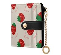 EtherSpher Cute Cartoon Strawberry Beige Unique Women's Folding Card Wallet Premium PU Leather Wallet for Women