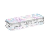 EtherSpher Cute Cartoon unicorns Glitter Hearts Designed Clear Pencil Box Plastic Double-Deck Pens Storage Case For Craft Art With Snap Lid