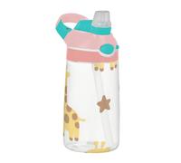 EtherSpher Cute Cartoon Yellow Giraffe Sports Water Bottle with Leak Proof Spout Lid Portable Travel Water Bottle for Hiking, Travel, Running or Fitness botella de agua para ni?os