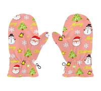 EtherSpher Cute Christmas Snowman and Santa Pink warm toddler girl mittens age 4-5 3 year old snow gloves guantes para nieve ni?a M 4-6