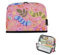 EtherSpher Cute Colorful Caterpillars and Leaves Peach Pencil Holder Large Capacity Pen Case Organizer Multifunctional Coin for Man Travel bolsa para herramientas