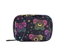 EtherSpher Cute Medicine Bag with Removable Compartments Handy Travel Case for Purse, Adorable Animal Koala Bear Neon Star, 1 size