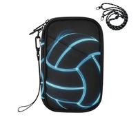 EtherSpher Cute Passport Holder Vaccine Case Protector Cover Neon Blue Glowing Volleyball Sports Graphic