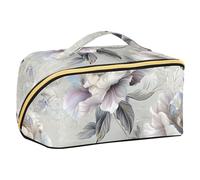 EtherSpher Cute Peonies Silver_1 Designed Travel Bag with dividers stylish Capacity Travel Cosmetic Bag Vertical Free-Standing