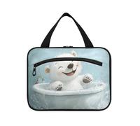 EtherSpher Cute Polar Bear Retro Bathtub hanging travel bag with hanging with hook, designer unisex makeup organizer bag for women traveling backpacking bolso para maquillaje L, cute Polar bear Retro