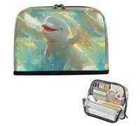 EtherSpher Cute White Beluga Whales Pencil Bags Large Capacity Make Up Bags Wide Opening Stationery Organizer for Student Office lapiceros para mujer