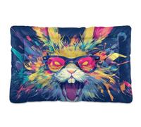 EtherSpher Dark Gothic Aesthetics Terror Rabbit Washable Dog Cat Bed Soft Comfortable Anti-Slip Bottom Pet Kennel Beds for Medium/Large Dogs 36" x 24"