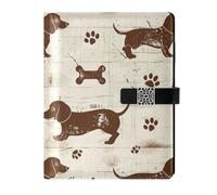 EtherSpher Dashshund Dog Cute Brown Retro leather lined journal notebook portable college ruled notebooks for planning 6.7x9.2