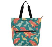 EtherSpher Decorative Kids Cute Tote Bags for Kids Women Men, Cute Cartoon Red Dinosaur Lightweight Handbags Grocery Beach Bag with Zipper Pockets for School Shopping Grocery Rainbow de tela para