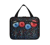 EtherSpher Delicate Allium Floral 4th Of July Independence Day hanging travel size toiletries kit with hook, designer washable bags with zipper for travel make up toilet kit de para mujer L, delicate