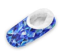 EtherSpher Diamonds Royal Blue Anti-Slip Rubber Sole Home Shoes for Men Woman Coral Fleece Soft Warm Funny Slippers for Indoor