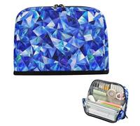 EtherSpher Diamonds Royal Blue Pencil Case Bag Large Capacity Pen Bag Wide Opening Organizer Box for Women College estuche para lapices