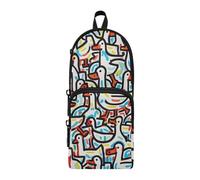 EtherSpher Doodle Gooses Simple Line Nylon 3 Compartments Big Pencil Bags Large Capacity Large Pencil Case Stationery pouching Organizer for Adults College 1600ml