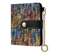 EtherSpher Dream Castle Animation Style Waterproof Ladies Cute Foldable Wallet Everyday PU Leather Wallet for Girls Women Ladies