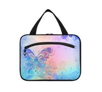 EtherSpher Dreamy Colorful Vivid Butterfly hanging bags for travel with hook, designer portable hanging toiletry bags for trip essentials work cartera para maquillaje L, dreamy colorful vivid