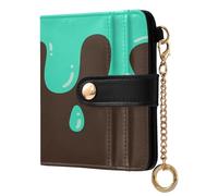 EtherSpher Drip Style Mint Green Brown Convenient Ladies Premium Foldable Wallet PU Leather Wallet with Card Slots for Women Boys Girls