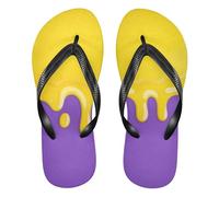 EtherSpher Drip Style Street Graffiti Purple Yellow rubber flip flop lightweight women flip for Outdoor Swimming, Hiking, Travel