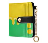 EtherSpher Drip Style Street Graffiti Yellow Green Convenient Ladies Cute Foldable Wallet PU Leather Folding Wallet for Women Boys Girls