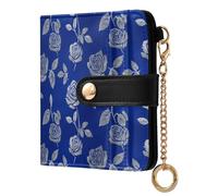 EtherSpher Elegant Navy Sliver Roses Cute Ladies Cute Foldable Wallet PU Leather Wallet with Card Slots for Men Women Travel