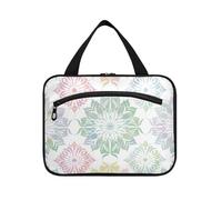 EtherSpher Elegant Pastel Colored Mandala Designs hanging hanging travel toiletry with hook, designer foldable cosmetic bag for womens gym estuches para maquillaje L, elegant pastel colored mandala