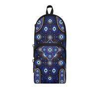 EtherSpher Evil Eye Hamsa Hand Pattern Blue Nylon 3 Compartments Large Zippered Pencil Bag Study&Multifunctional Pencil Cases for Teen Stationery pouching Bag for Teen College 1600ml