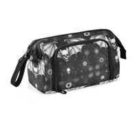 EtherSpher Evil Skull Black Gothic Pencil Case Organizer Large Capacity Big Pencil Cases with Handle for Student Back to School Supplies bolsas para lapices