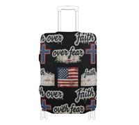 EtherSpher Faith Over Fear Denim Flag Black Elastic suitcases Covers for Luggage Washable Carry on Suitcase Cover Luggage Protectors Fit 18-32 Inch Luggage