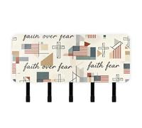 EtherSpher Faith Over Fear Illustration Flag Key Holder Wall Mount with Mail Organizer & 5 Self-Adhesive Hanging Wall Decorations Hanger for Kitchen
