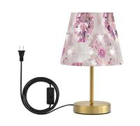 EtherSpher Fake Luxury Peach Transparent Crystal Pattern Table Lamps 3 Colors Modes LED Night Light Lamp with Fabric Linen Shade for Living Room, Office Reading, Bulb Included de Noche para