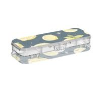EtherSpher Fake Sequin Glitter Blue Lemon Designed Clear Pencils Box Double-Deck Transparent Pens Cases For Stationery With Lid