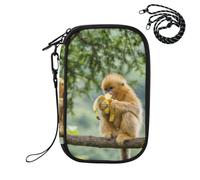 EtherSpher Family Passport Holder Vaccine Case Protector Cover Golden Monkey Eat Banana