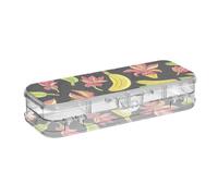 EtherSpher Fashion Fruit Banana Floral Black Yellow Designed Clear Plastic Pencil Box Double Deck Pens Case Hard For Stationery With Snap And Lid
