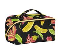 EtherSpher Fashion Fruit Banana Floral Black Yellow Designed Cosmetics Bag with dividers stylish Toiletry Bag For Women Travel-Size Accessories