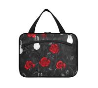 EtherSpher Flower Rose Garden Pattern hanging travel bag hanging with hook, designer unisex kit bag for men travel porta cosmeticos mujer para cartera L, flower rose garden pattern, L