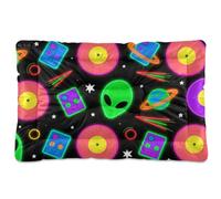 EtherSpher Fluorescent Green Aliens Washable Pet Sleeping Mat Soft Comfortable Anti-Slip Bottom Kennel Pad for Large Jumbo Medium Small Dogs 36" x 24"