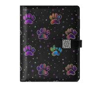 EtherSpher Fluorescent Rainbow Animal Dog Foot Print leather lined journal notebook portable notebook college rule for journal 6.7x9.2