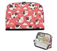 EtherSpher Flying Cow Pink Heart Pencil Carrying Case Large Capacity Storage Bag With Slot Storage Organizer for Teen Boys School Supply lapicera para ninos