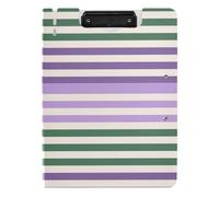 EtherSpher Foldable Clipboard Purple Green Stripe A4 Clipboard Folio Horizontal and Vertical Double Clips Nursing Clip Board with Cover