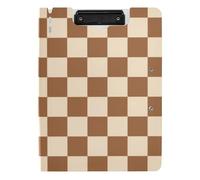 EtherSpher Foldable Clipboard with Storage Orange and White American Plaid A4 Clipfolio Double Clips Pen Holder Nursing Clip Board with Cover