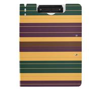 EtherSpher Foldable Clipboard with Storage Wine Red and Orange Striped A4 Clipboard Binder Double Metal Clips Pen Holder Office Clip Board with Cover
