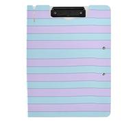 EtherSpher Folded Clipboard Sky Blue Purple Stripes A4 Clipboard Padfolio Double Metal Clips Pen Holder Office Clip Board with Cover