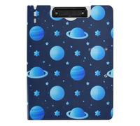 EtherSpher Folding Clipboard Blue Cosmic Planet A4 Clipfolio Horizontal and Vertical Double Clips Nursing Clip Board with Cover