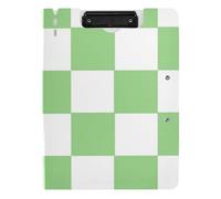 EtherSpher Folding Clipboards Green and White American Plaid A4 Clipboard Folio Double Metal Clips Pen Holder Nursing Clip Board with Cover