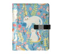 EtherSpher Fresh Spring Colorful Cats leather lined subject notebook water proof cover college ruled spiral for working 6.7x9.2